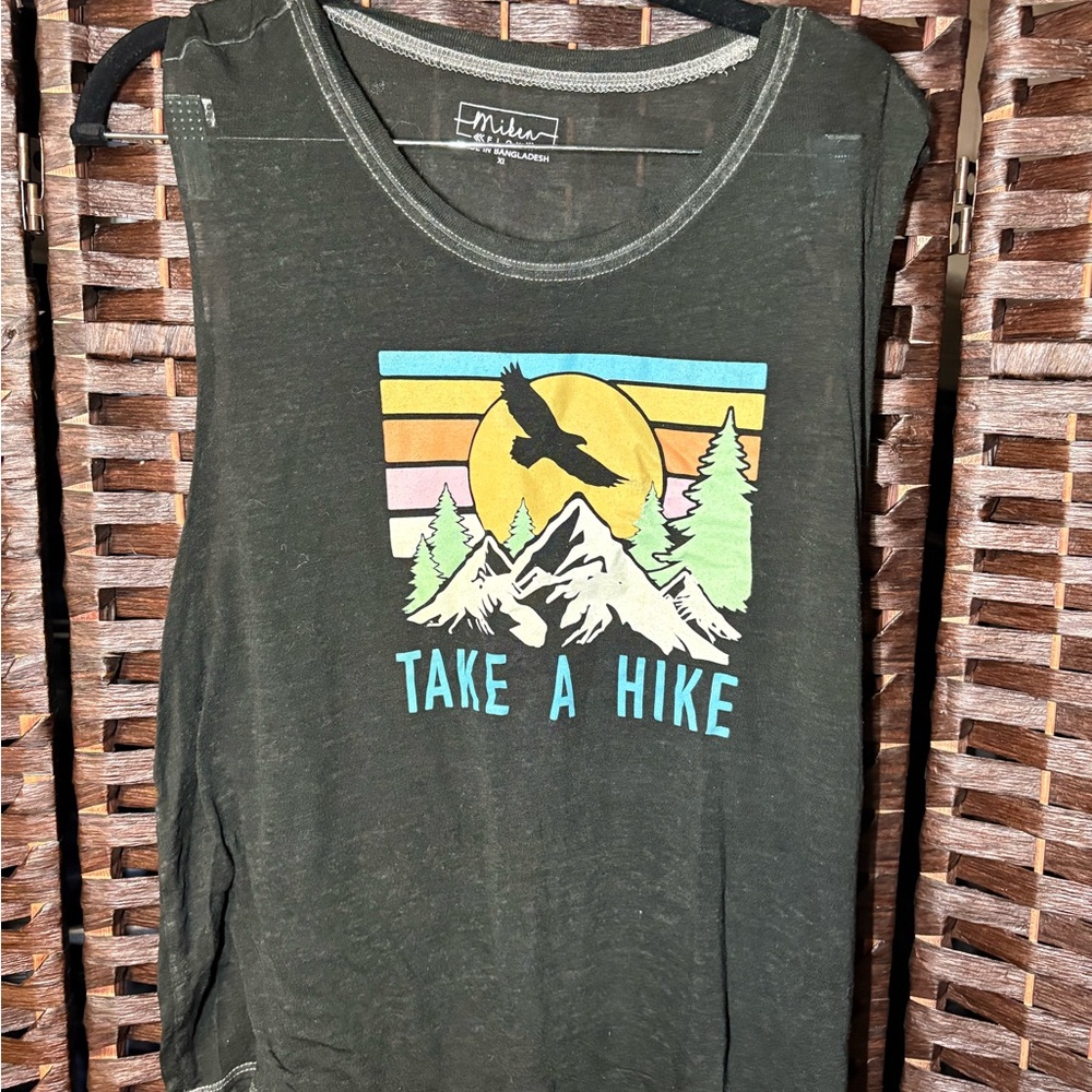 Women’s Black Graphic Tank Top with Nature Print